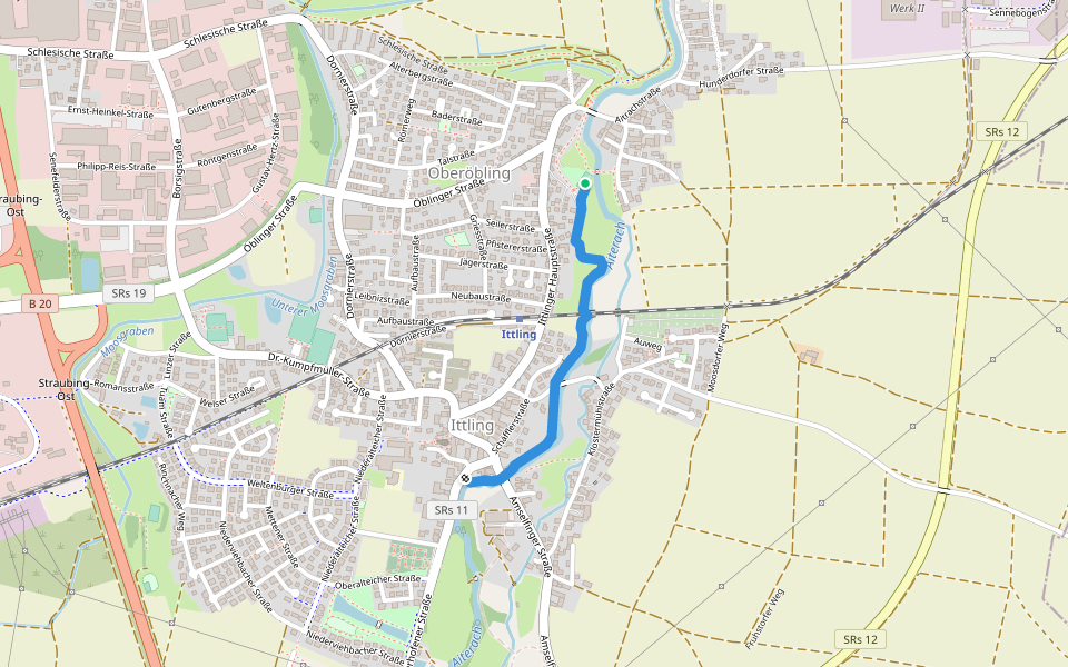 Barfussweg zur Sauweide walking route map in Straubing