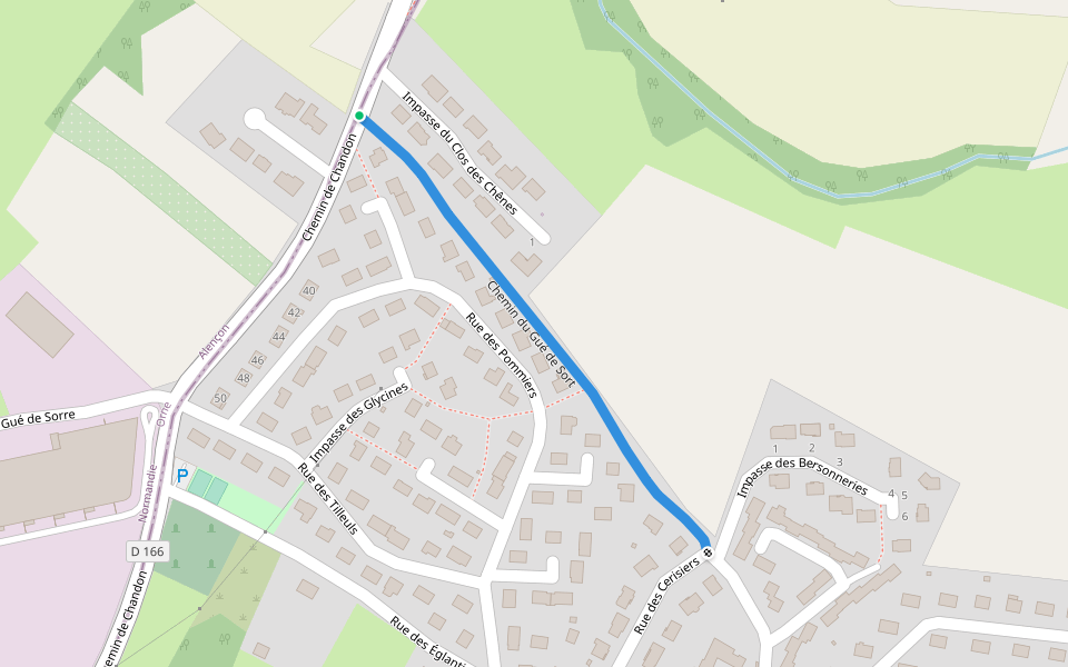 Chemin du Gué de Sort walking route map in Saint Paterne - Le Chevain