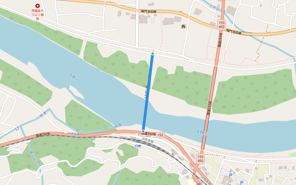 ふれあい橋 walking route map in Mima