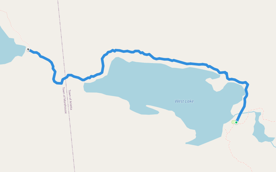 West Lake Trail walking route map in Piseco
