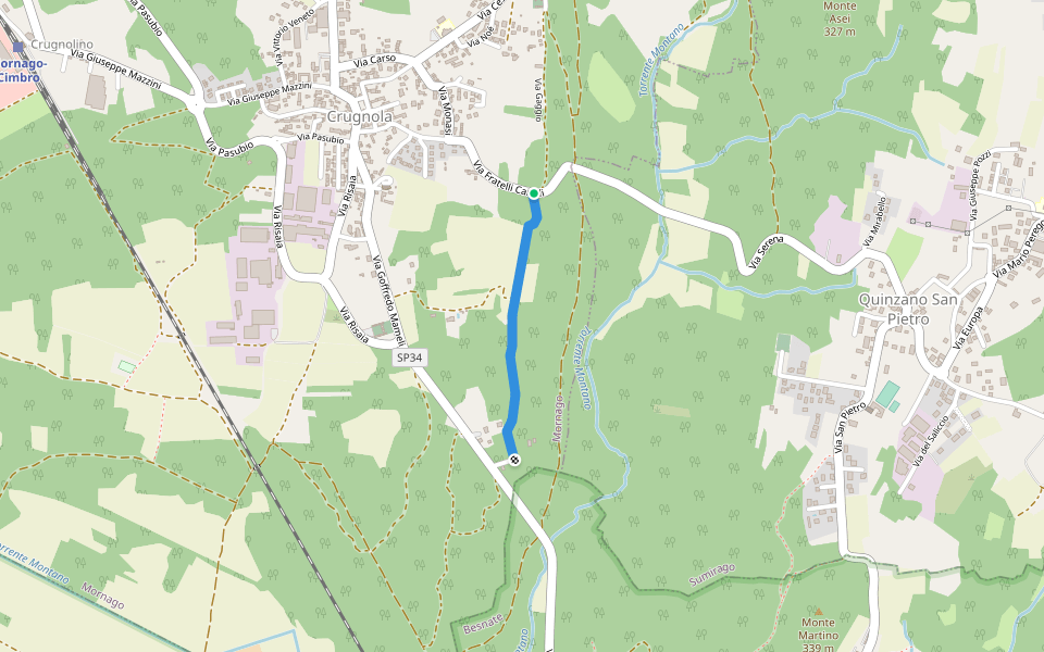 Via Pineta di Mornago walking route map in Crugnola