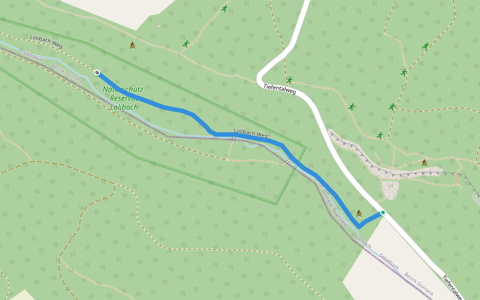 Lolibach Weg walking route map in Dornach