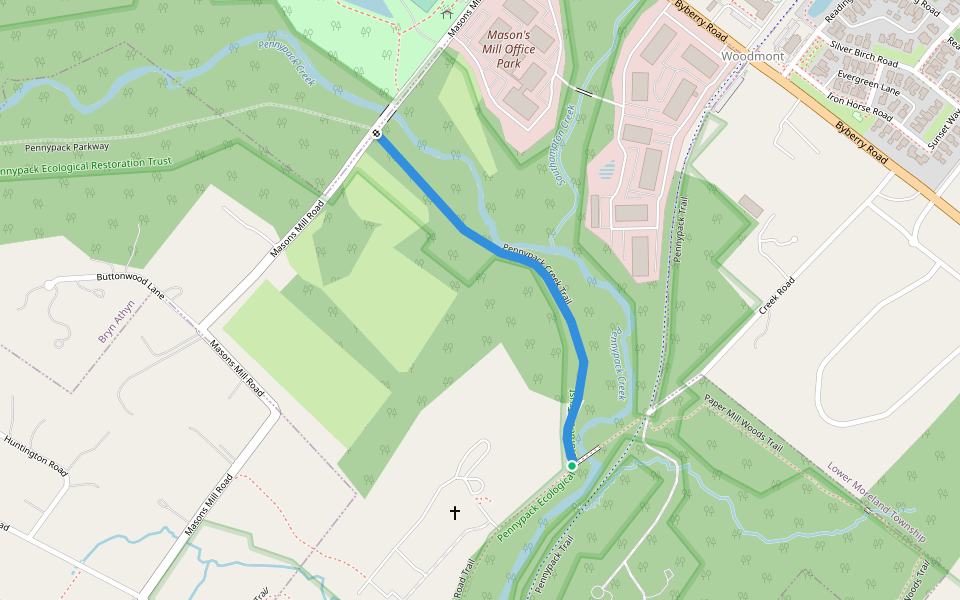 Pennypack Creek Trail walking route map in Bryn Athyn