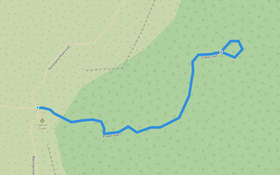 Crater trail walking route map in Oranjestad