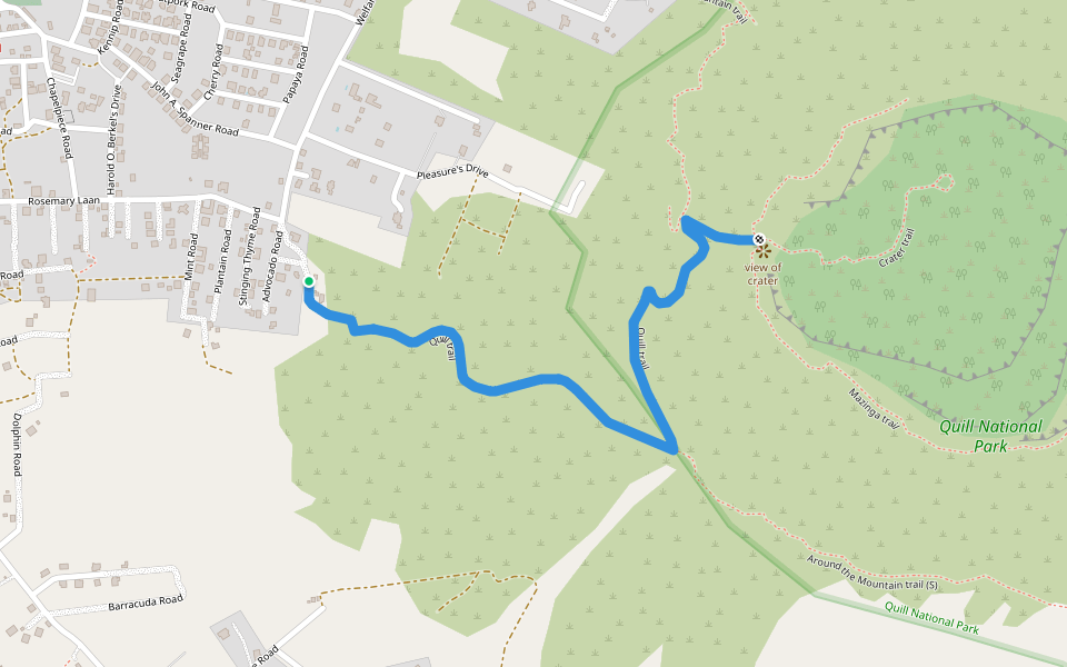 Quill trail walking route map in Oranjestad