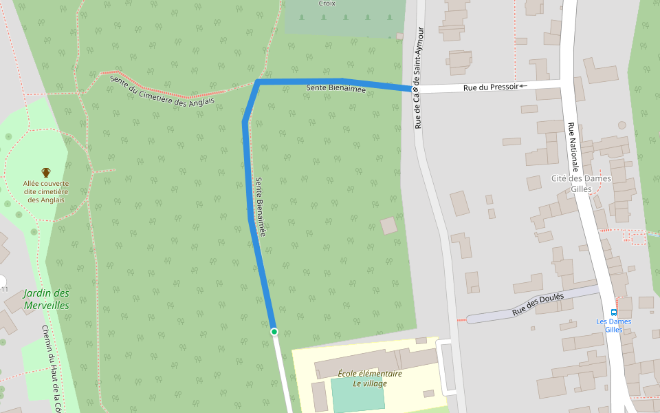 Sente Bienaimée walking route map in Vauréal