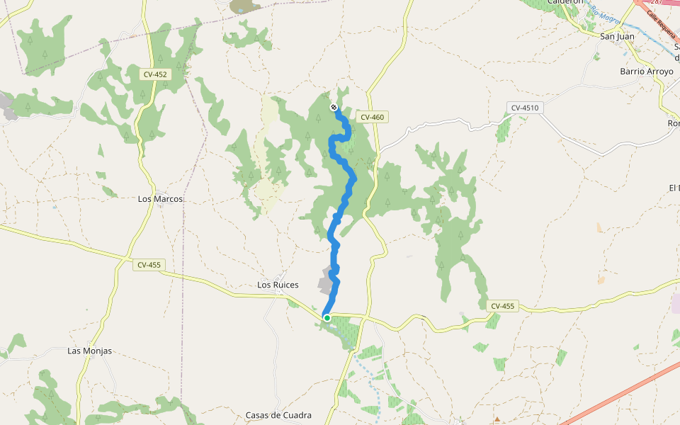 Rambla de los Carabachos walking route map in Requena