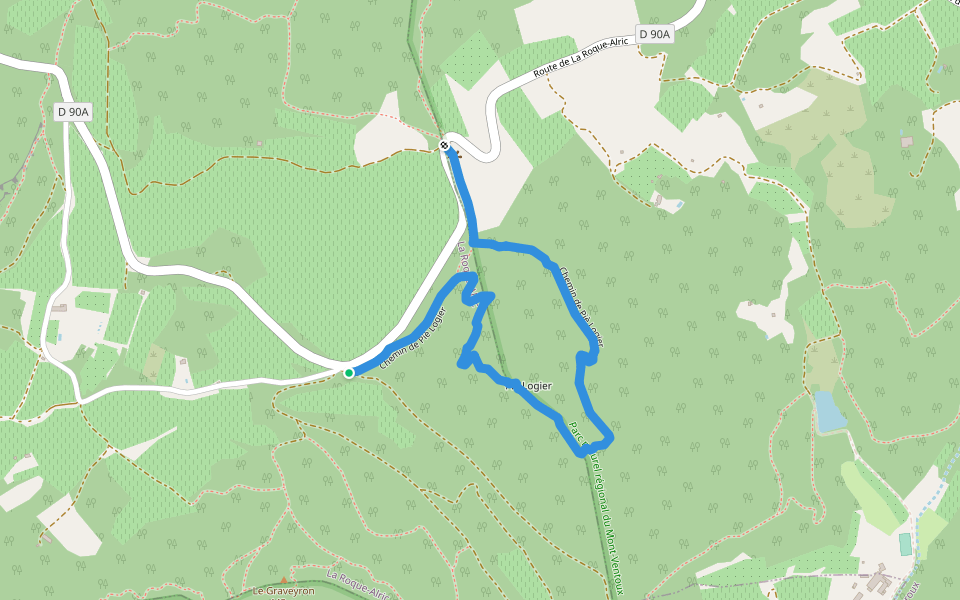 Chemin de Piè Logier walking route map in La Roque-Alric