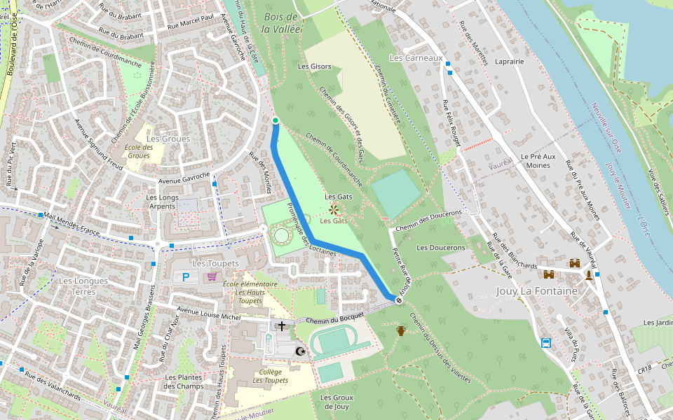 Promenade des Loctaines walking route map in Vauréal