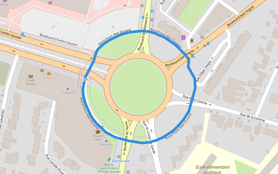 Rond-Point Abel Durand walking route map in Saint-Herblain