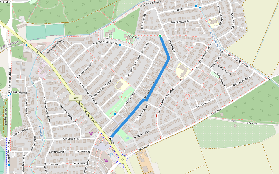 Marie-Jany-Weg walking route map in Nauheim