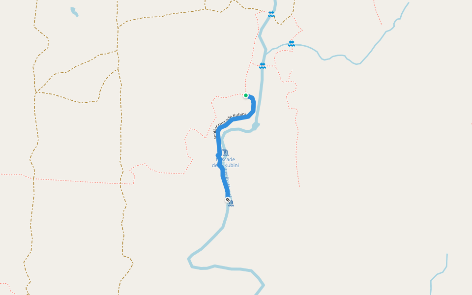 sentier cascade Kubini walking route map in Yate