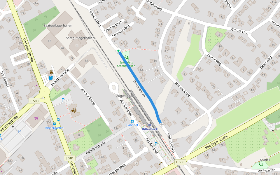 Steenpättken walking route map in Billerbeck