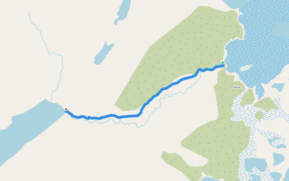 Chenik Lake Trail walking route map in Tyonek