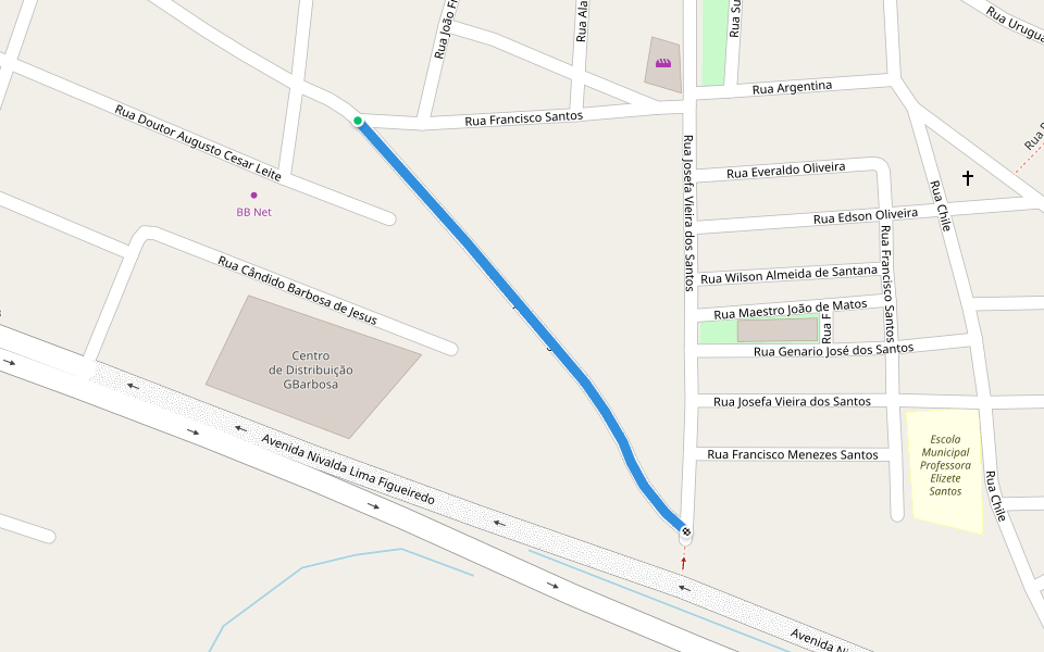 Estrada para o Lagamar walking route map in Aracaju