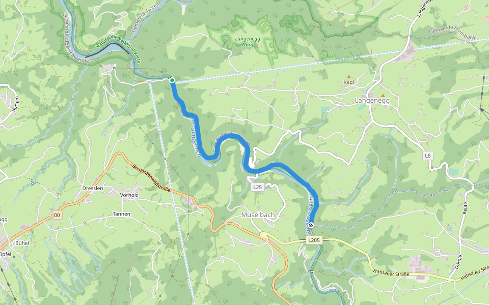 Alte Wälderbahntrasse walking route map in Langenegg