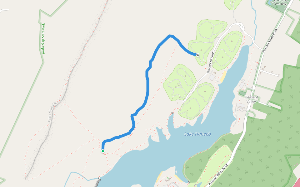 Rocky Trail walking route map in Cumberland
