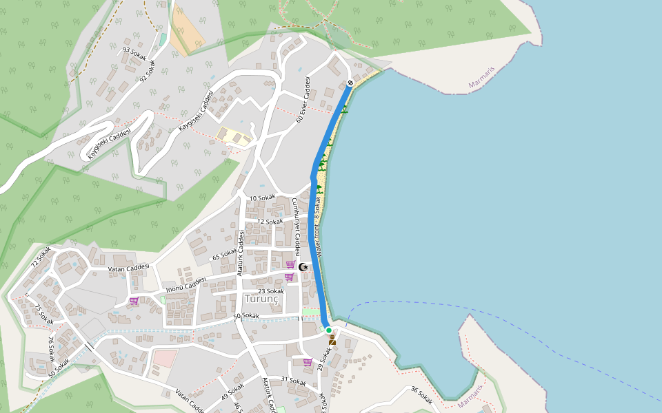 Water front - 8 Sokak walking route map in Turunç