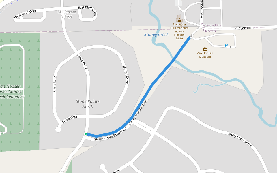 Old Romeo Rd. Trail walking route map in Rochester