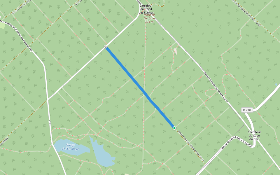 Sommiere Forestière Nord de l'Ermitage walking route map in Champsecret