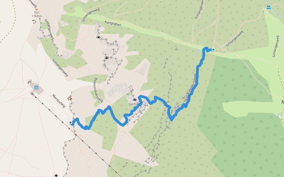 Karl-Kantner-Steig walking route map in Raxen