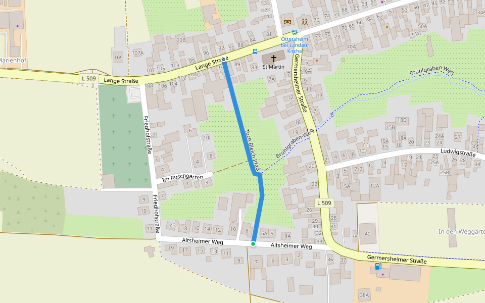 Tuch Bleich Pfad walking route map in Ottersheim bei Landau