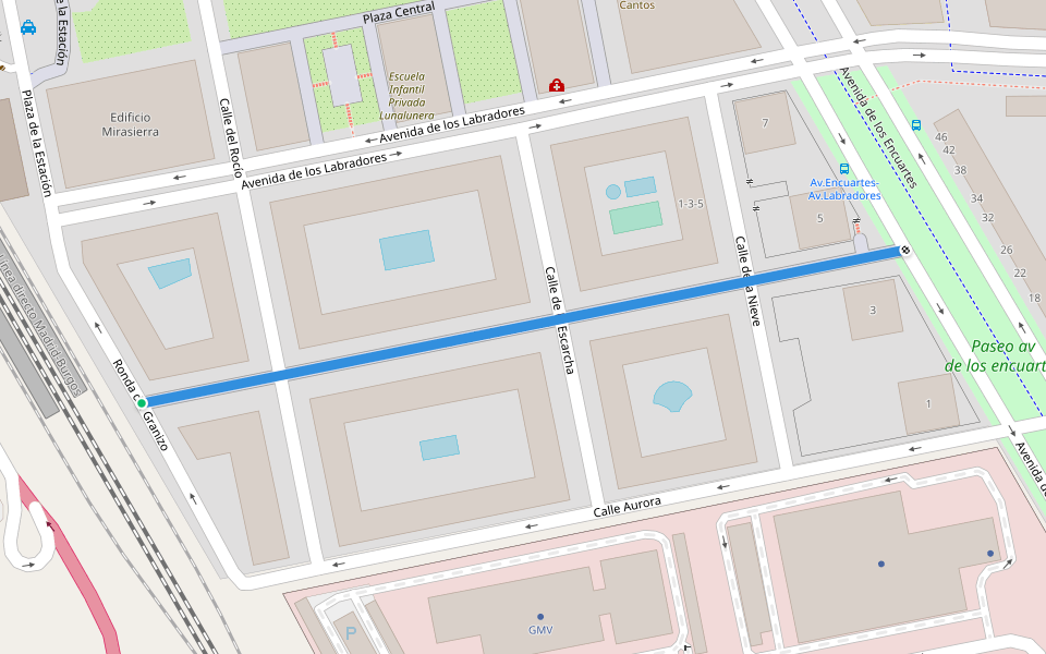 Travesía del Tornado walking route map in Tres Cantos