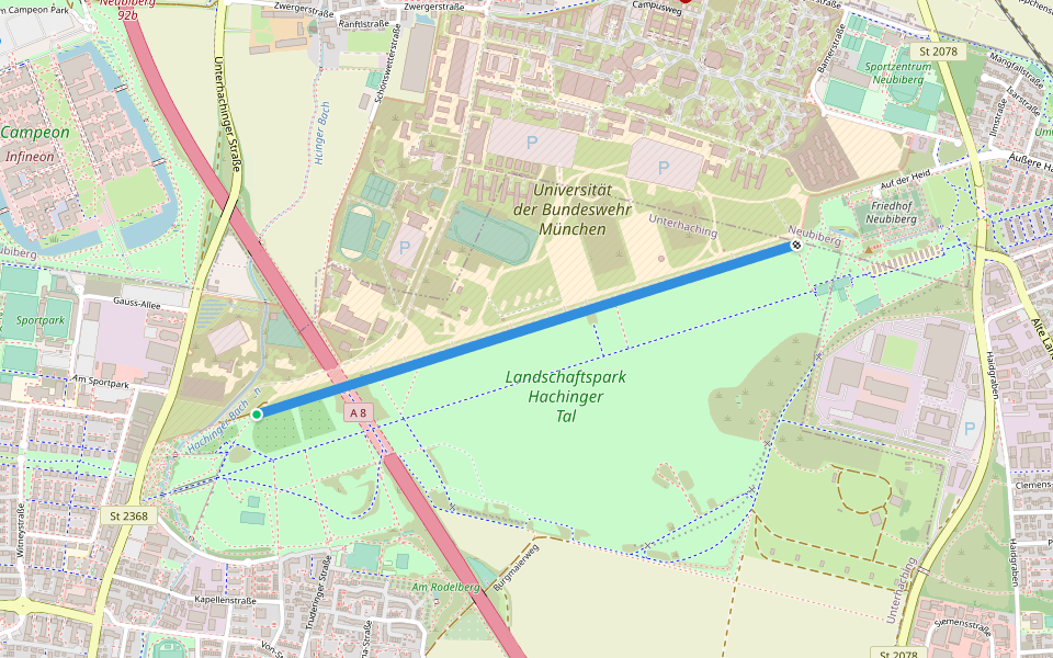 Hundemeile walking route map in Unterhaching