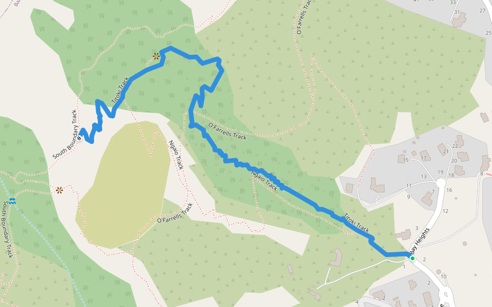 Titoki Track walking route map in Governors Bay