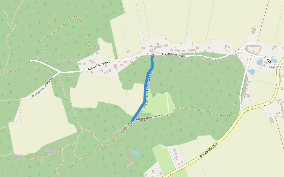 Chemin de la Ruelle aux Foins walking route map in Boutigny-sur-Essonne