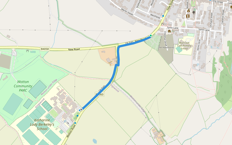 OK Path walking route map in Wotton-under-Edge