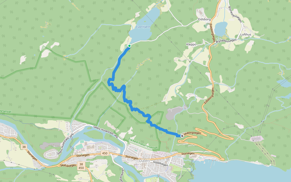 Espelitjønn - Rui walking route map in Eidsborg