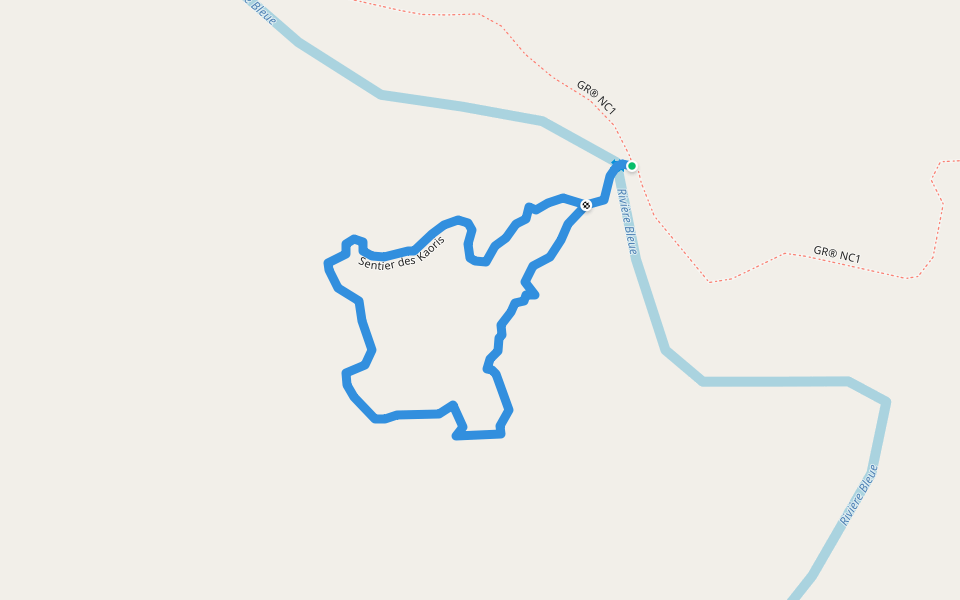 Sentier des Kaoris walking route map in Dumbea