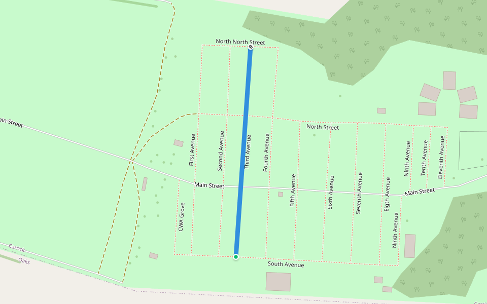 Third Avenue walking route map in Carrick