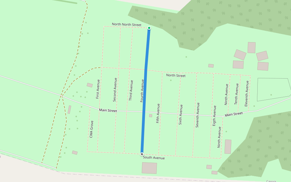 Fourth Avenue walking route map in Carrick