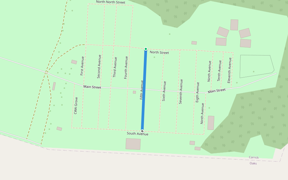 Fifth Avenue walking route map in Carrick