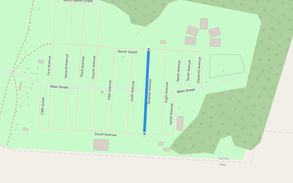 Seventh Avenue walking route map in Carrick