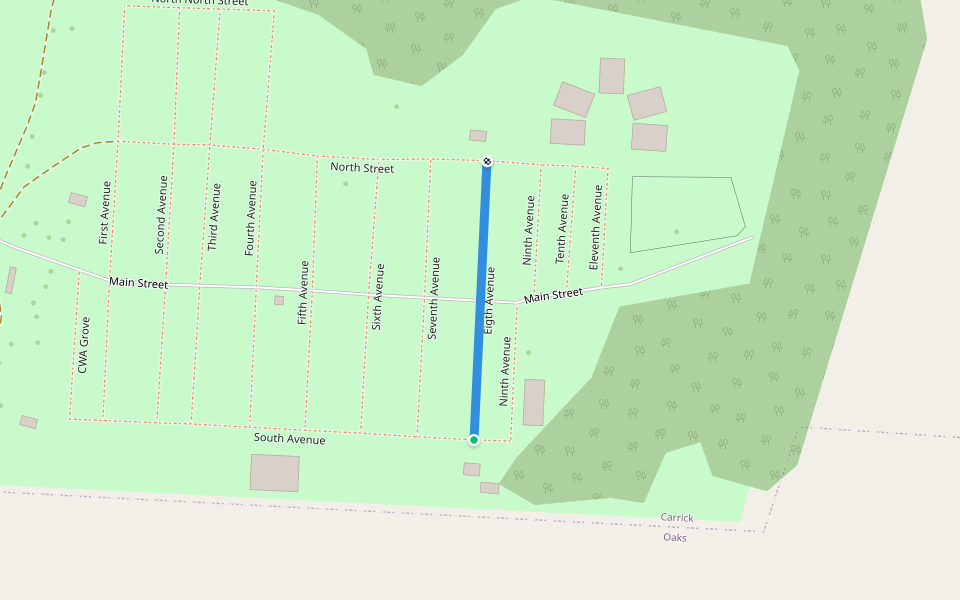Eigth Avenue walking route map in Carrick