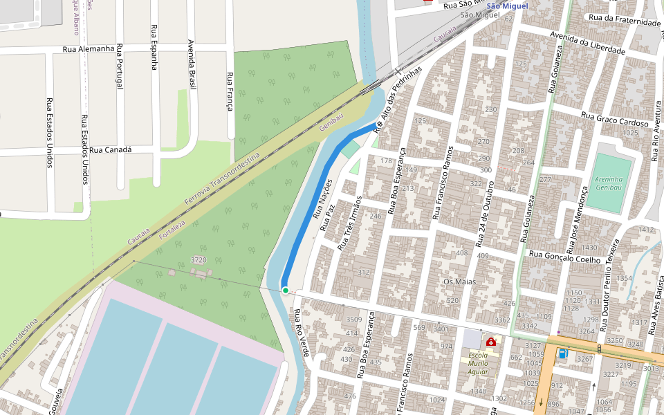Rua Nações walking route map in Fortaleza