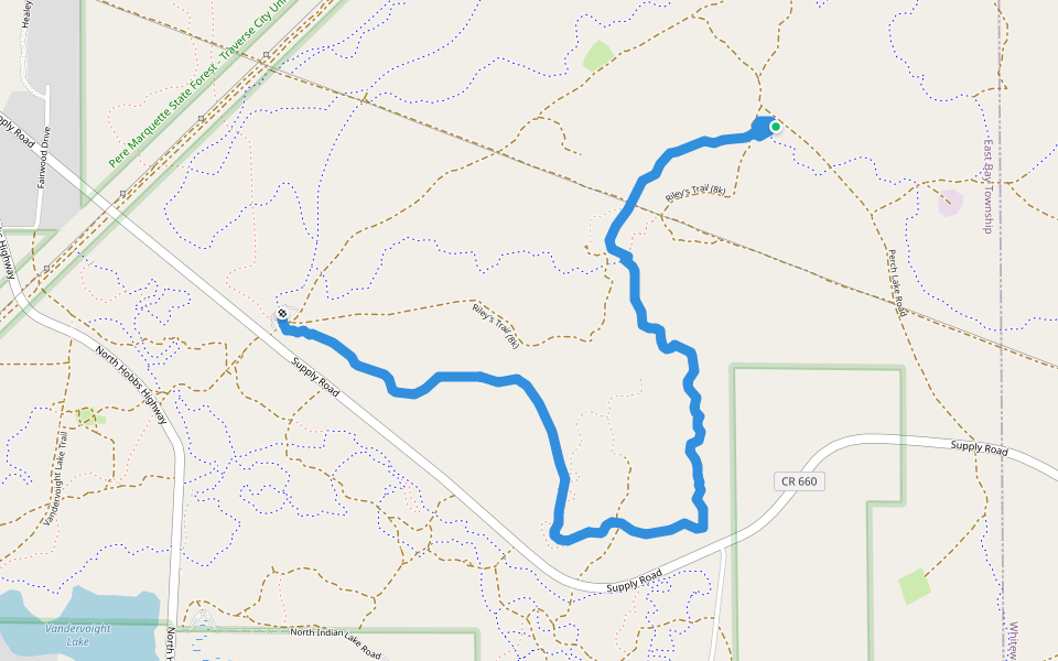 VASA Single Track - Blue walking route map in Traverse City