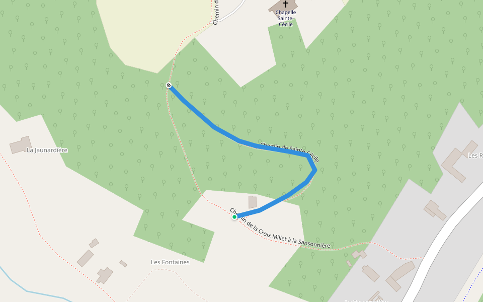 Chemin de Sainte-Cécile walking route map in Flée