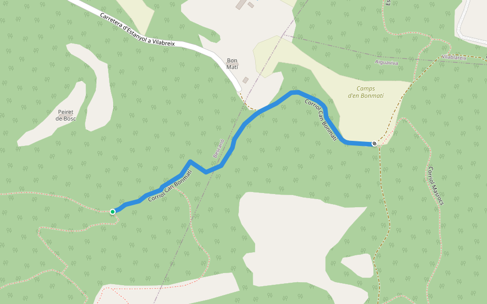 Corriol Can Bonmatí walking route map in Bescanó