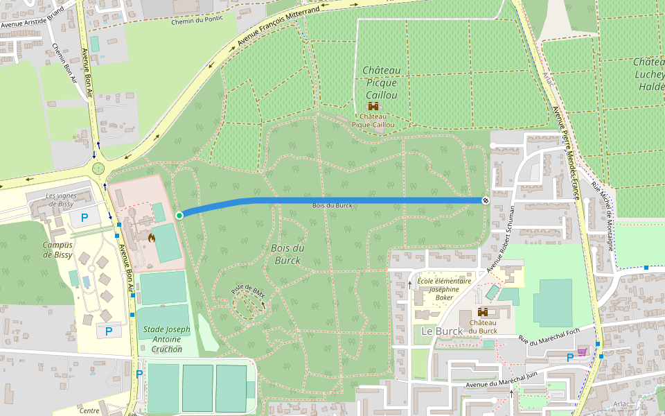 Bois du Burck walking route map in Mérignac