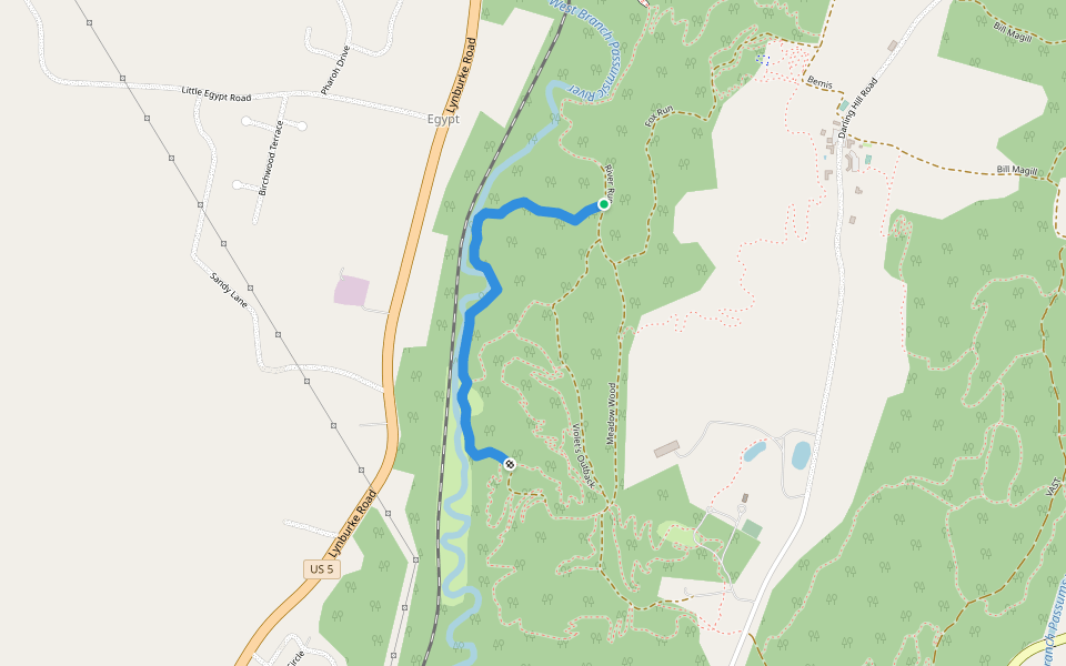 West Branch walking route map in Lyndon