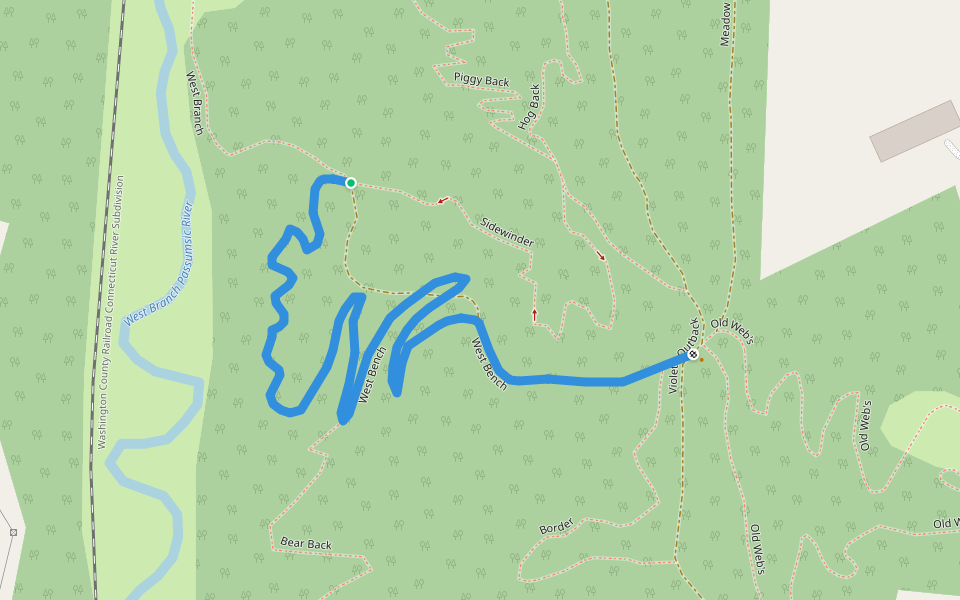 West Bench walking route map in Lyndon