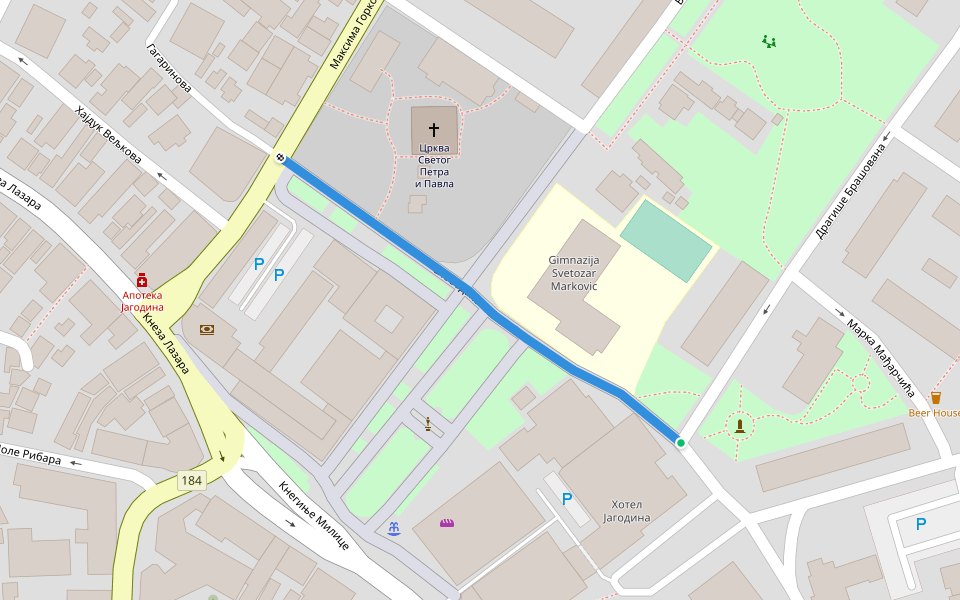 Слободана Пенезића walking route map in Јагодина