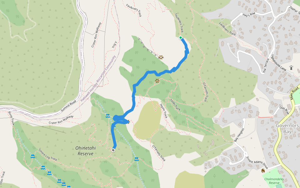 South Boundary Track walking route map in Governors Bay