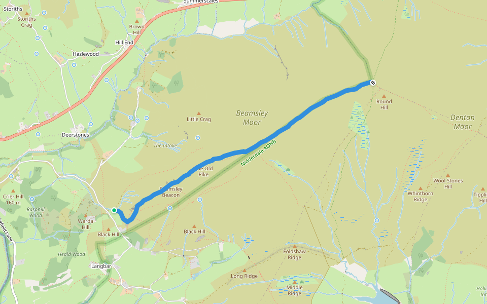 Little Gate walking route map in Langbar