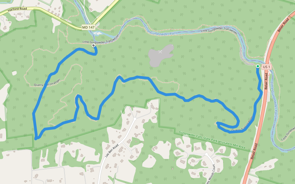 Quarry Trail (orange) walking route map in Kingsville