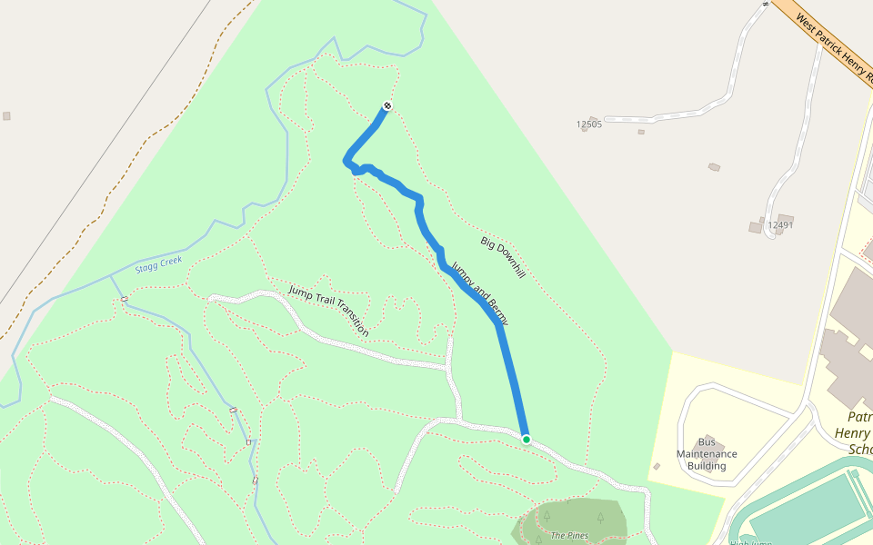 Jumpy and Bermy walking route map in Ashland